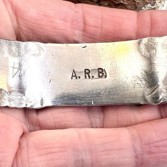 Signed ARB Navajo Sterling Silver Natural Turquoise Watch Cuff Bracelet 7" - Picture 12 of 12